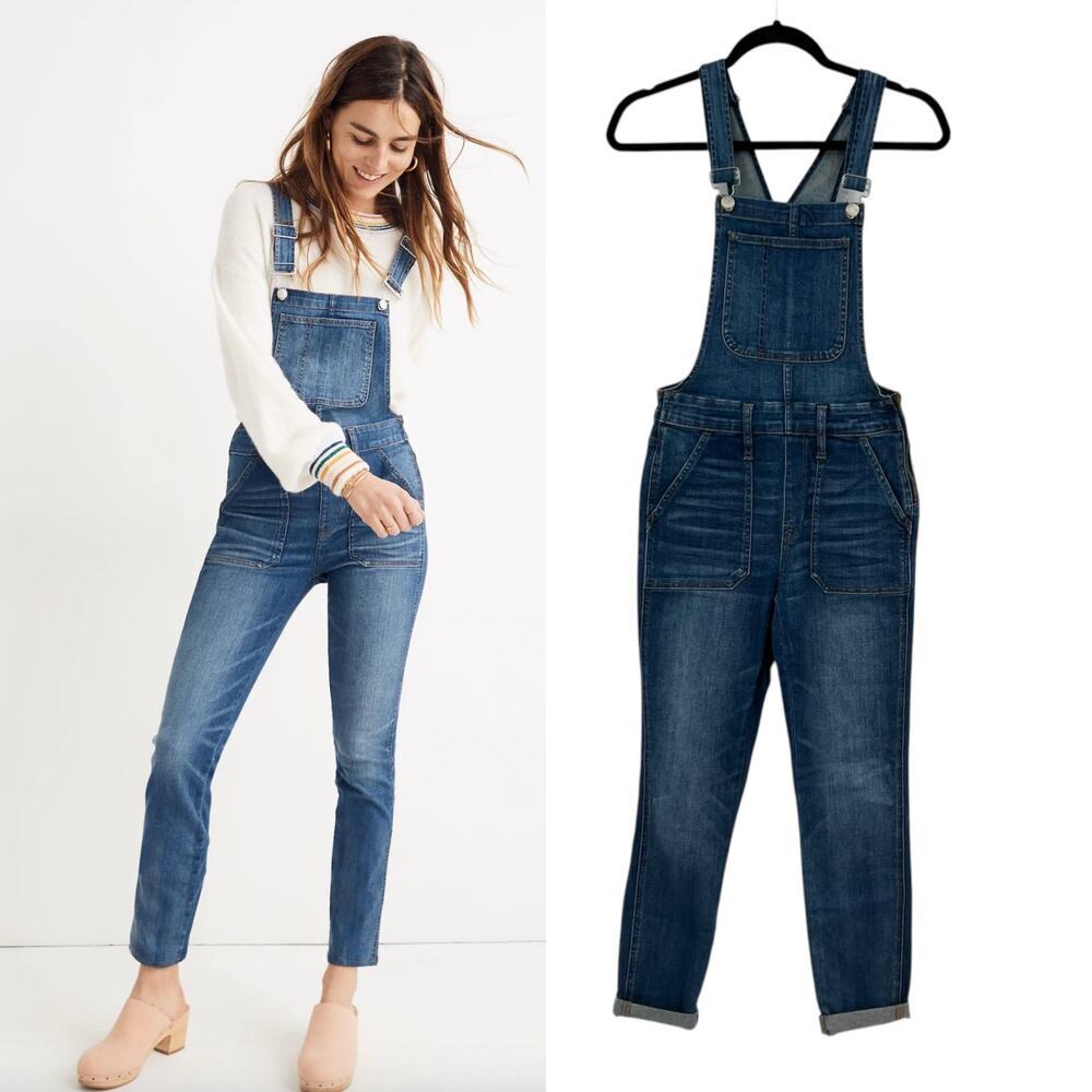 Madewell Skinny Denim Overalls in Jansing‎ Wash Medium Blue Size Small